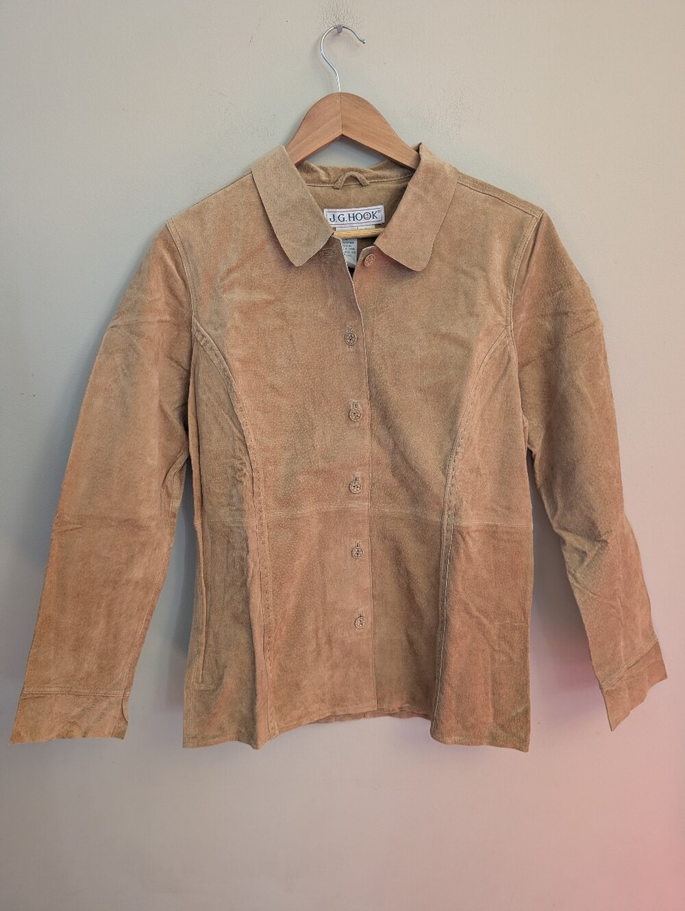 J.G. Hook Camel Brown Leather Suede Vintage Jacket Size 4